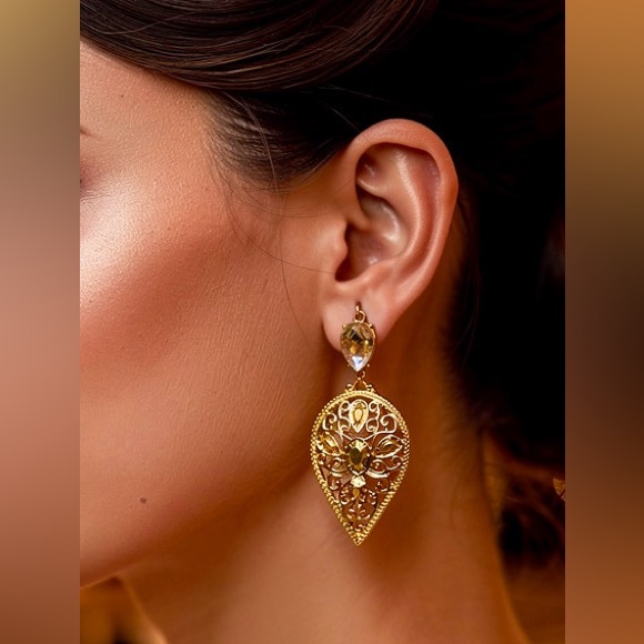 Gold Drop Earrings - Picture 4 of 5